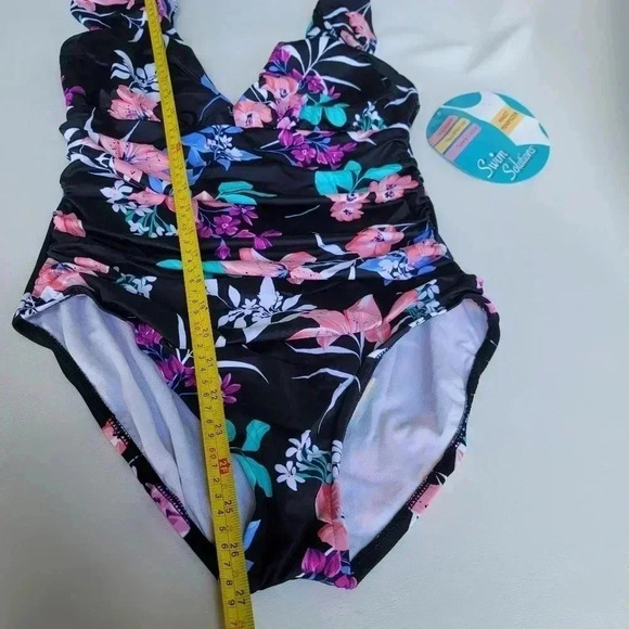 NWT Swim Solutions Mio Waist Minimize Swimsuit  Swim Solutions Black Pink Sz 14 - Picture 9 of 16